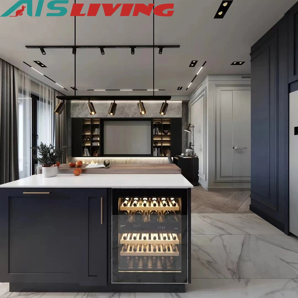 AIS Modern Luxury Designs Home Furniture Hot Sale Customized Modular Blue Shaker Kitchen Cabinets From Factory Directly Sample Customization