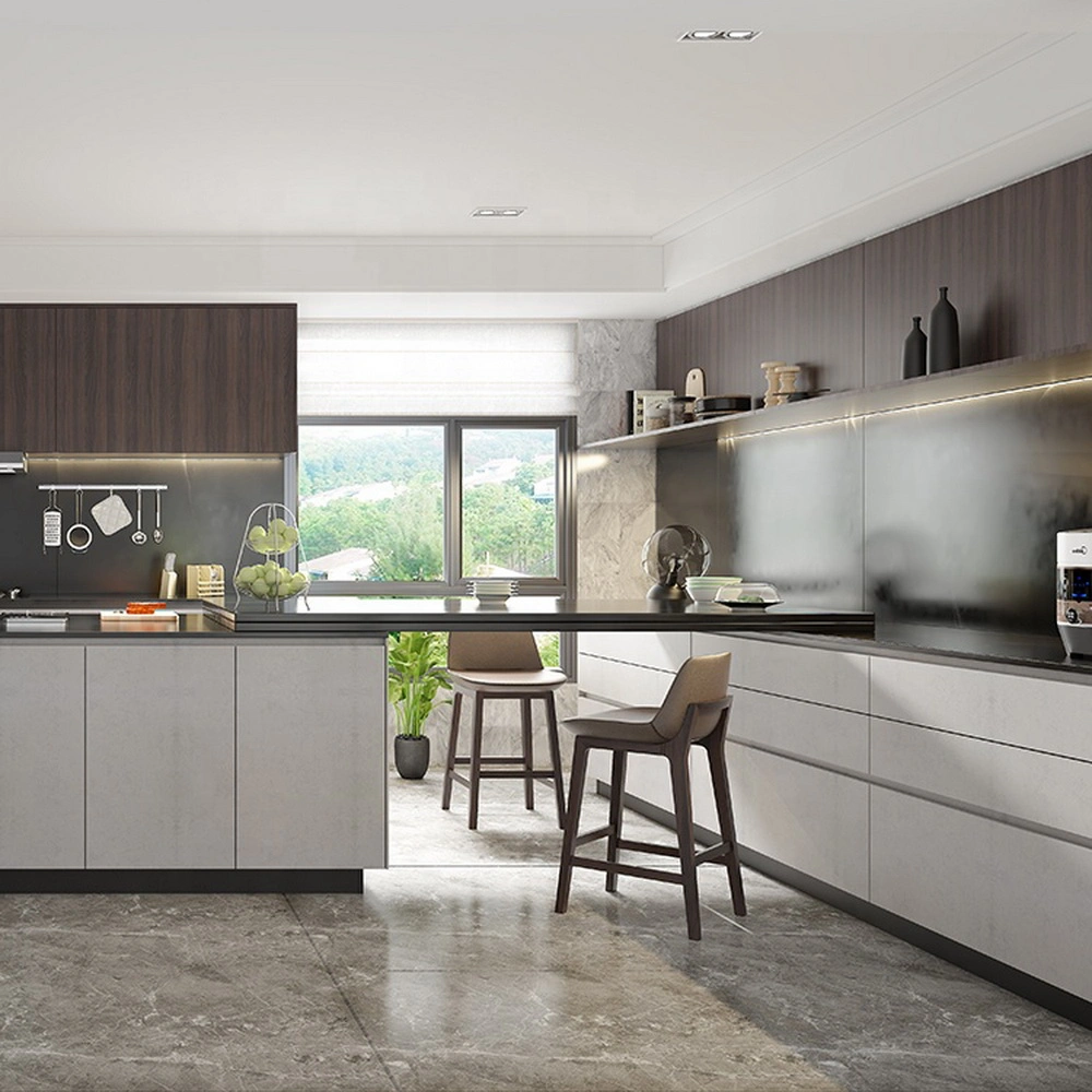 Armarios de cocina modular de estilo americano de lujo personalizados Armarios cocina de la isla Para Villa