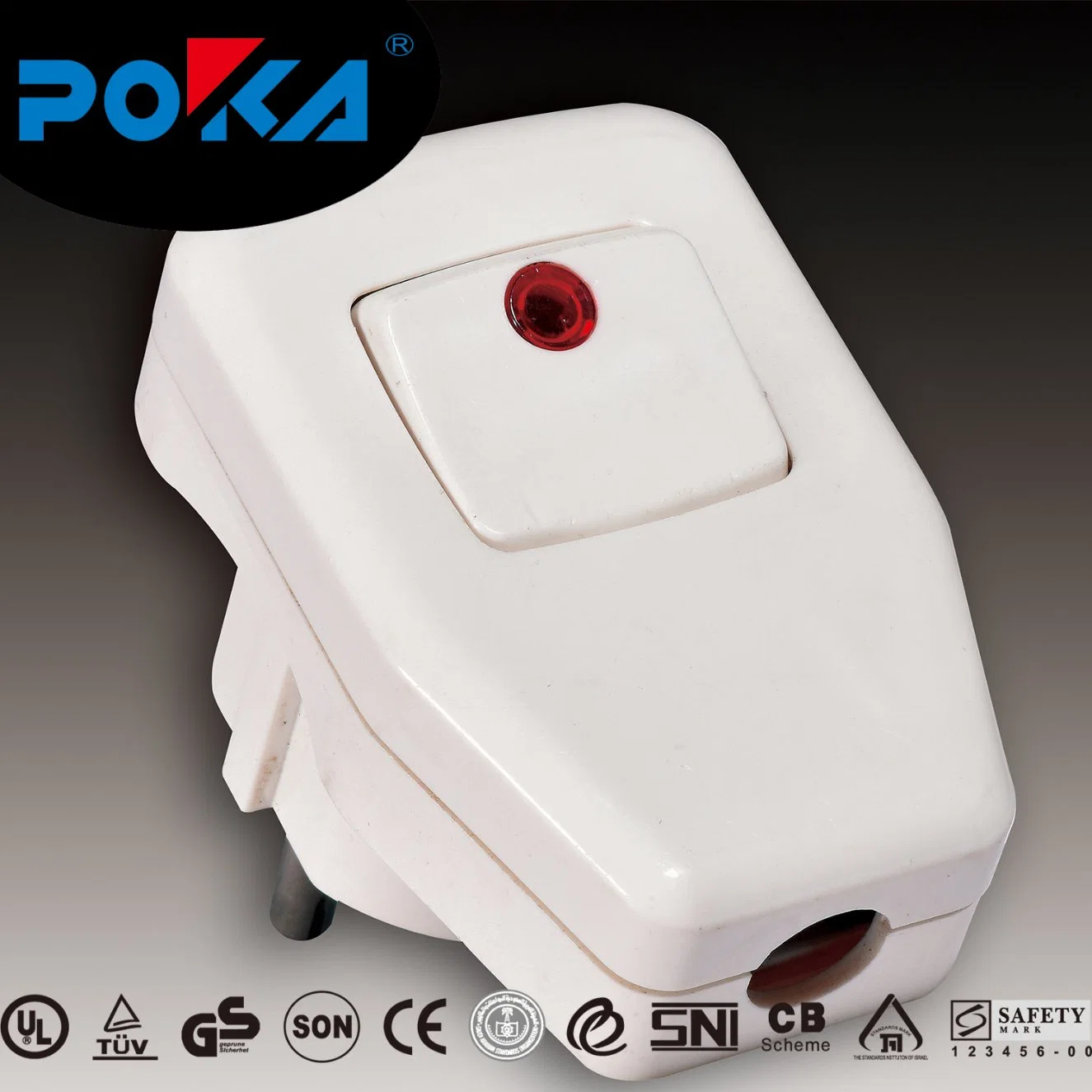 13A 250V~ BS1363/Ms589/Ss145/Saso2203 Poka Brand Wall Switch AC Plug