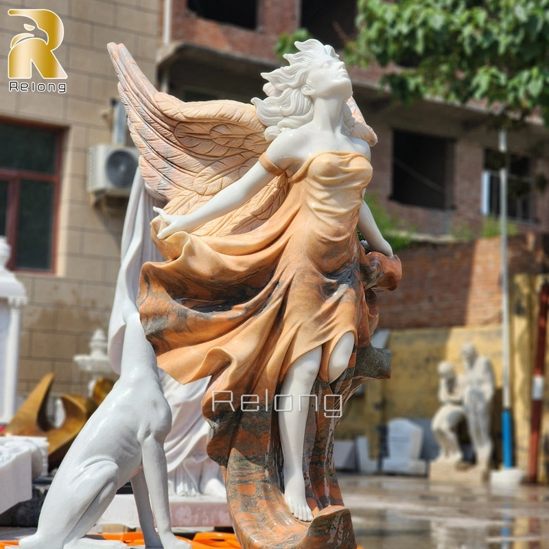 Hand Carving and Polishing Natural Marble Stone Angel Garden Sculpture