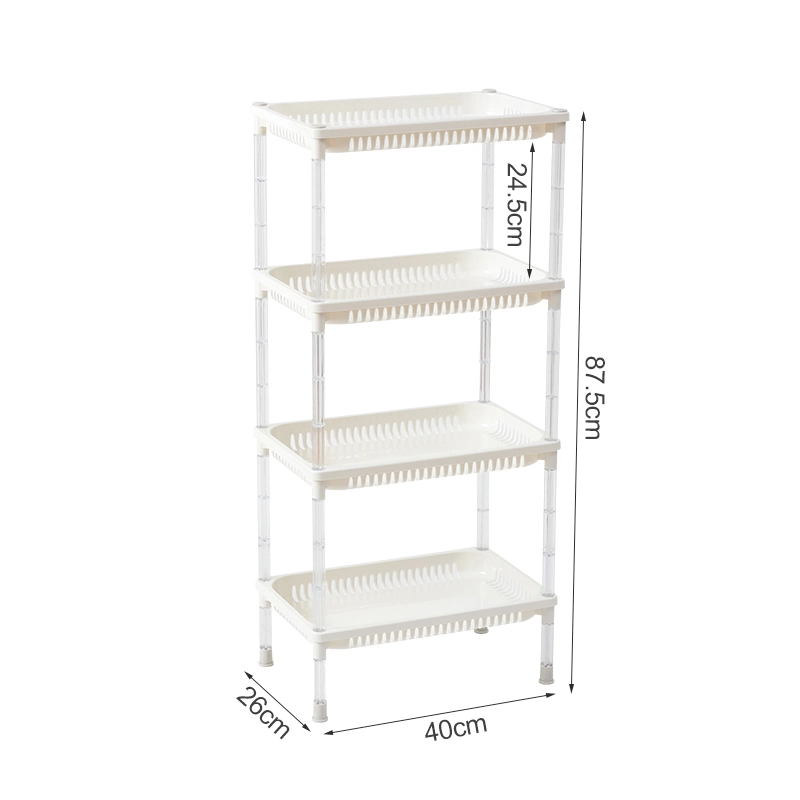 4 Tier Plastic Storage Rack Floor Standing Shelves Holder for Kitchen Bathroom Bedroom