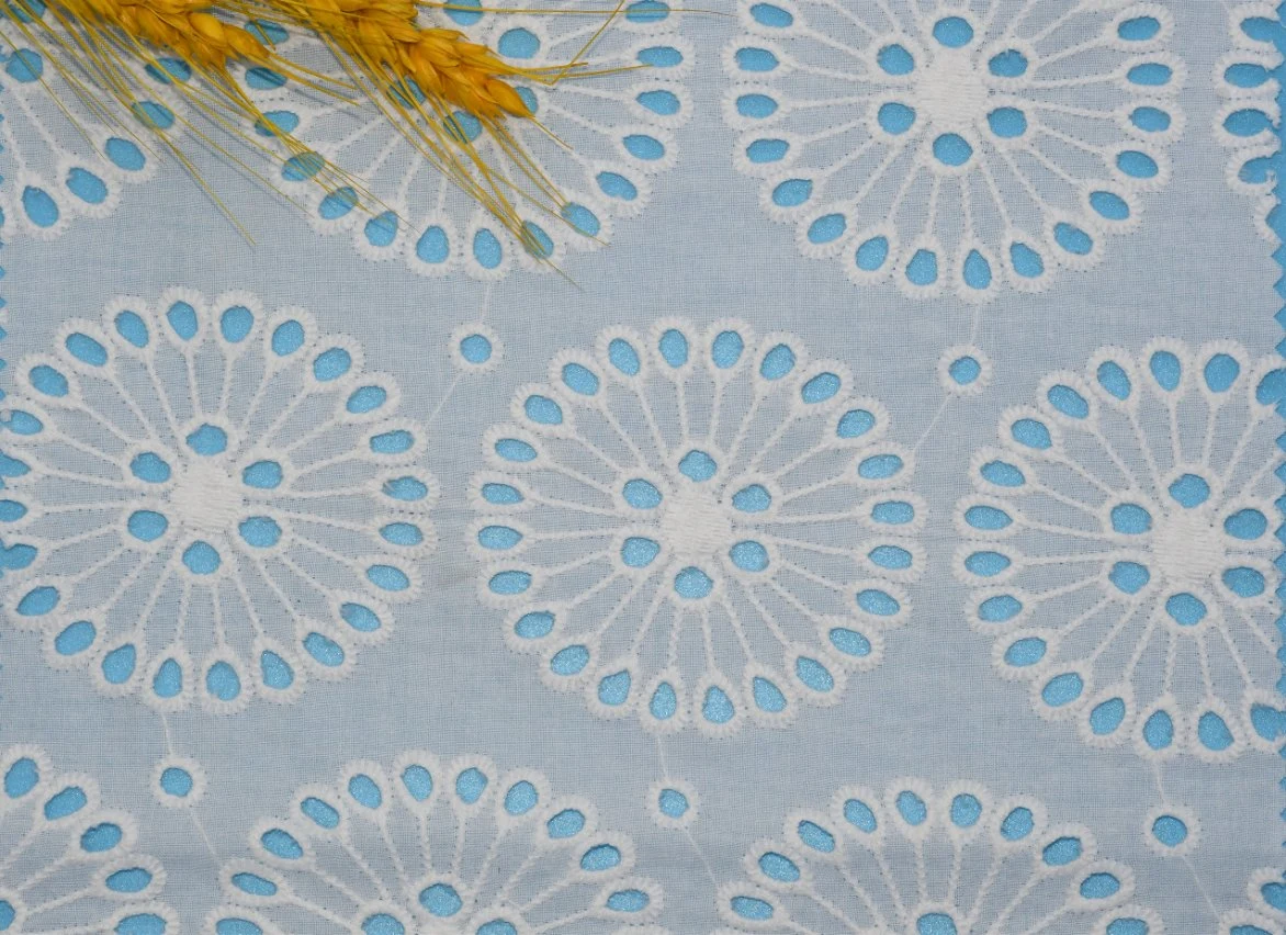 60s 100% Coton Popeline Tissu Broderie pour Accessoires de Vêtements Dentelle