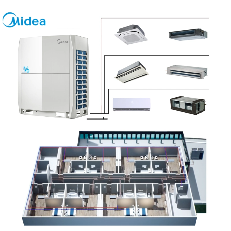 Midea Vrv R410A Série V6 de la pompe à chaleur air conditionné Unités intérieure et extérieure pour Bank Building