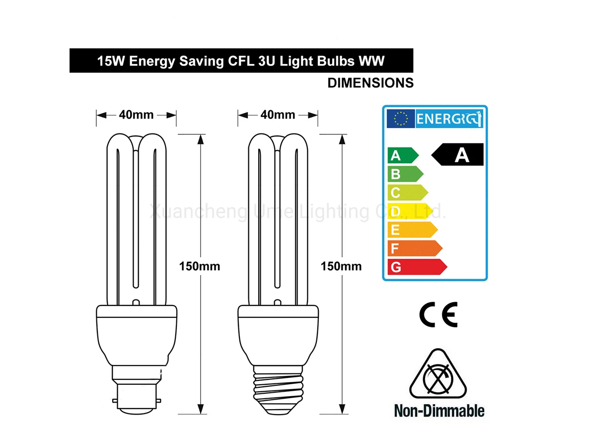 3u CFL Energy Saving Light Bulbs E27 Screw Cap 10000 Hour Lifespan Day Light Crystal Clear Compact Fluorescent Lamp