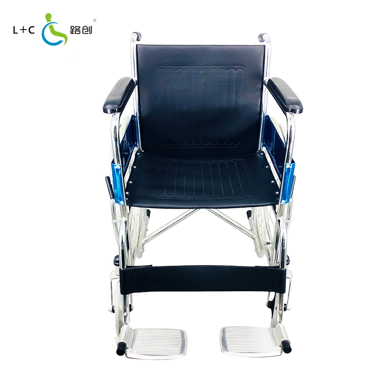 Lovecare Foshan Factory Physical Therapy Equipment Medical Hospital Steel Manual Chromed Wheelchair 809 Basic Folding Wheel Chair