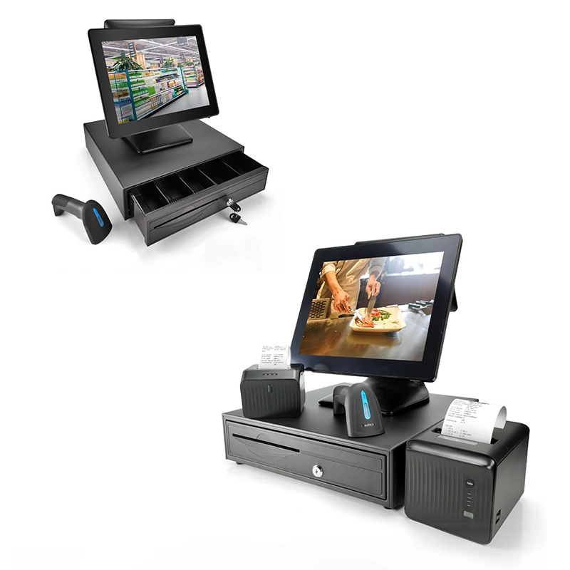 17-Inch Dual Display POS System J1900 with Printer Scanner Cash Box Cash Register Touch Display