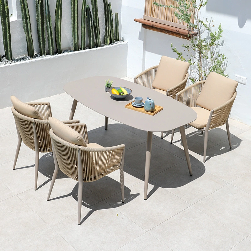 Jeux de Salon de jardin en acier inoxydable de mobilier de jardin Meubles en rotin canapé en osier Set