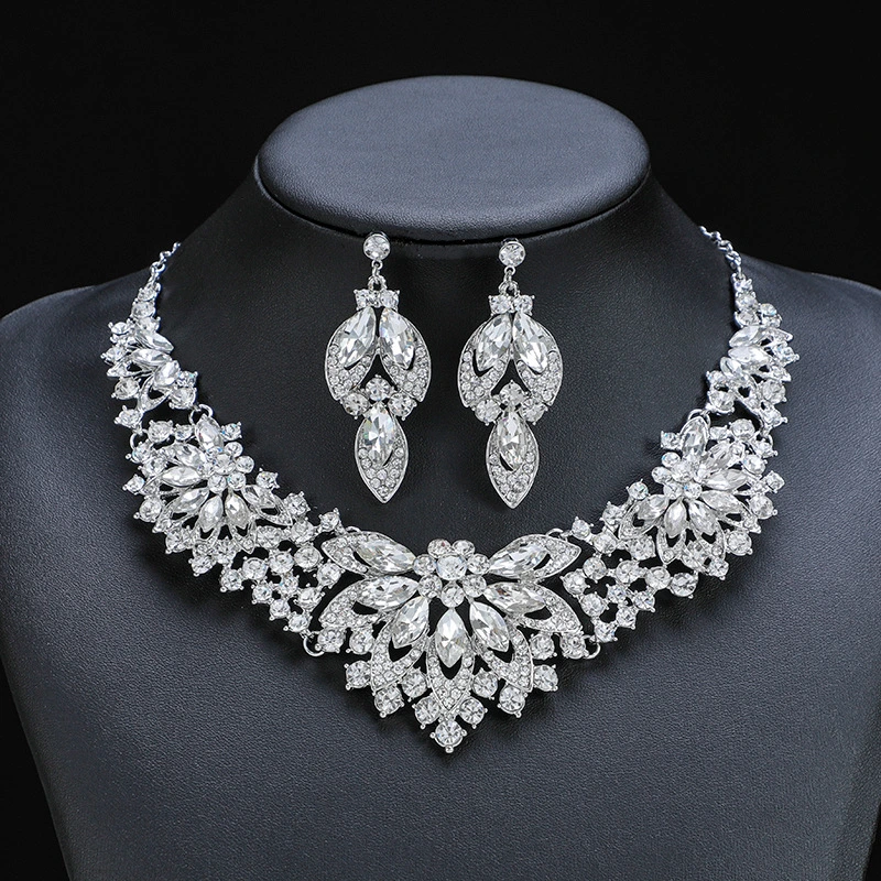 Necklace Earrings Set Leaves Flowers Bridal Wedding Jewelry Set Gift