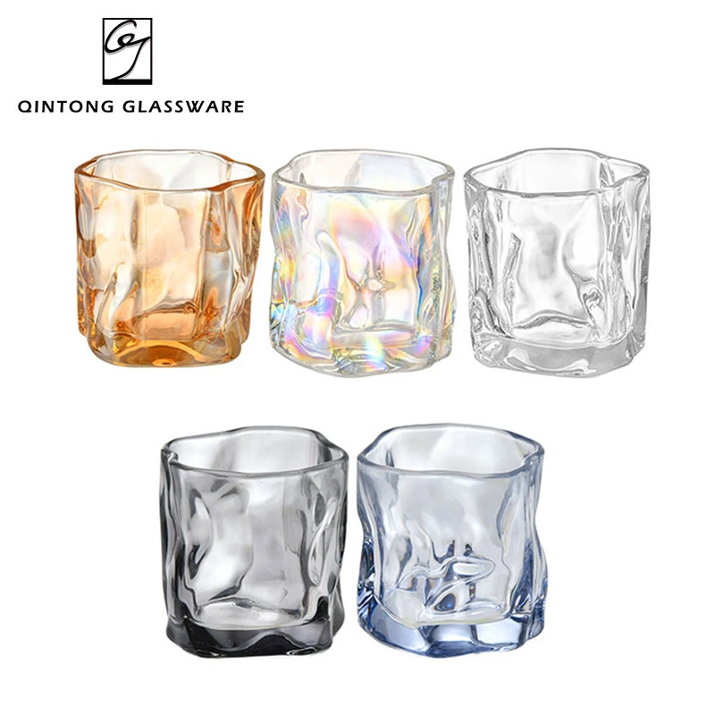 Factory 6oz 170ml Ice Blue Crystal Clear Twist Water Cup Whiskey Coffee Glass Cup Mug Tumbler for Bar