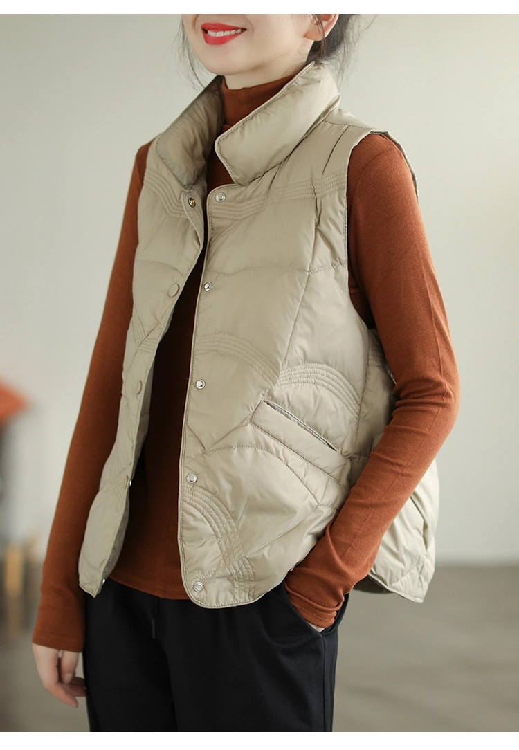 Simple Color Down Cotton Thin Vest Women&prime; S Loose Down Cotton Clothing Wholesale/Supplier