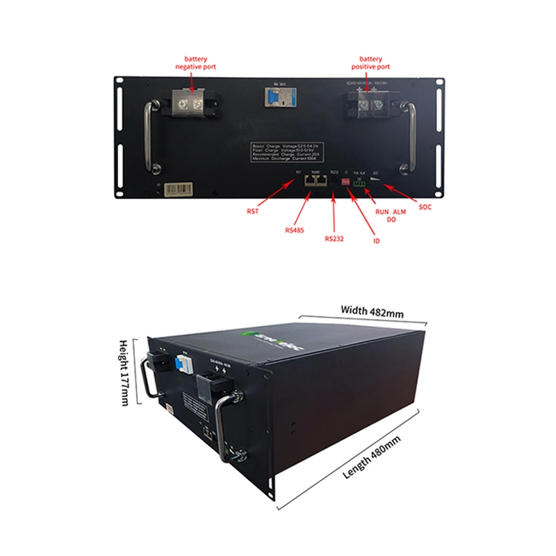 U-Greenelec 4.8kwh 100Ah 48V 50Ah Sistema Solar 200AH BMS para baterías de iones de litio recargable