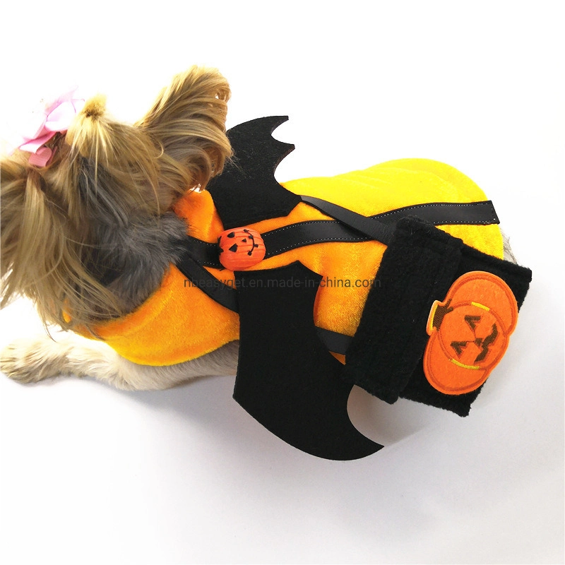 Fun Party Cute Pet Dog Yellow Costume with Bat Wings for Halloween Party Event, Cute Pet Halloween Costume for Cute Little Dogs Esg12765