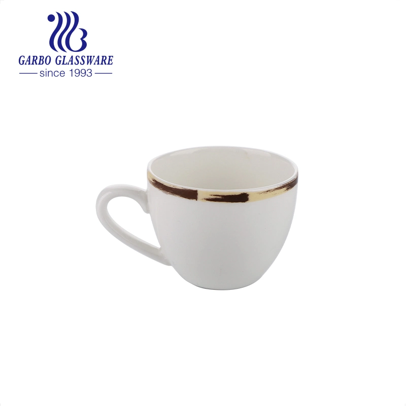 Original Factory Fine Quality Elegant New Bone China Porcelain 8oz Tea Coffee Mug with Gold Rim