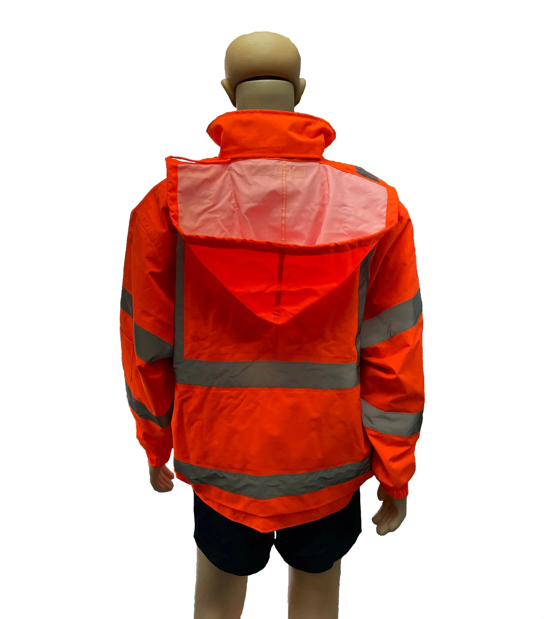 Abrigo impermeable naranja de otoño e invierno con cinta reflectante