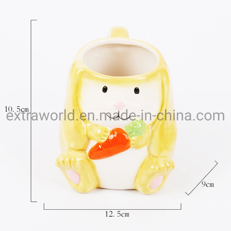 Ceramic 3D Bunny Mug Kid Birthday Gift Cute Rabbit Coffee Mug for Promotion