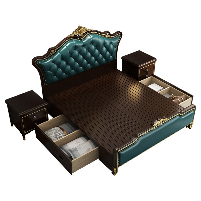 Wholesale/Supplier Storage Boxes Bedroom Furniture Bed Set Modern Design King Size Bed Frame Modern Leather