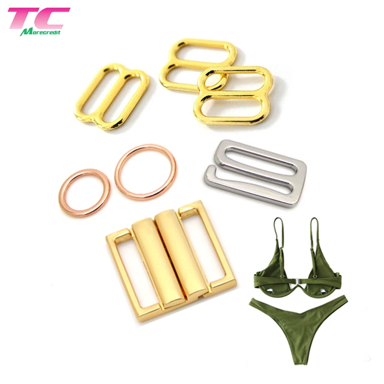 Wholesale/Supplier Silver Gold Underwear Ornament Accessories for Bra Lingerie, Custom Design 9 Shape Metal Slider Adjustable Hook Clasp for Swimwear Beach Wear