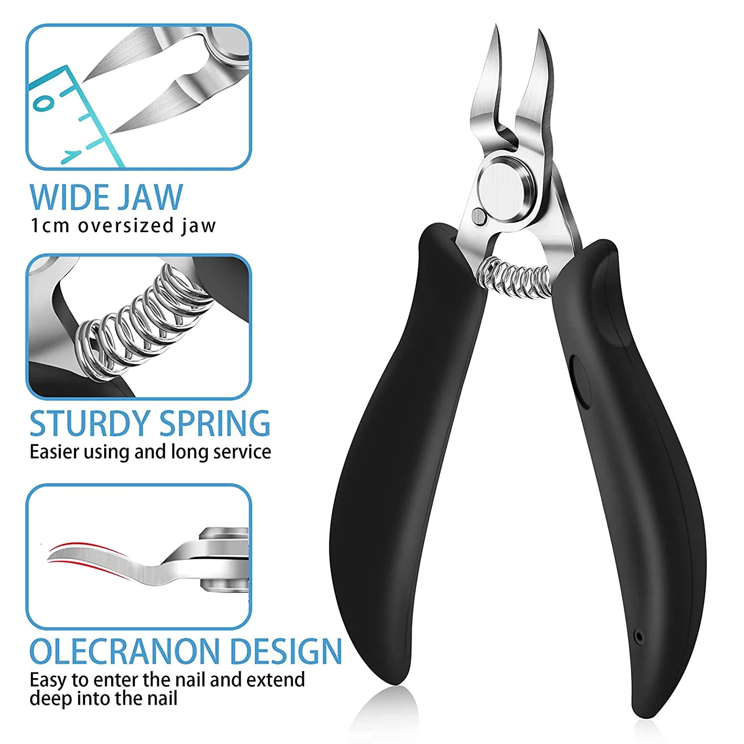 Unique Long Handle Curved Blade Tool Ingrown Clipper Set for Thick Nail