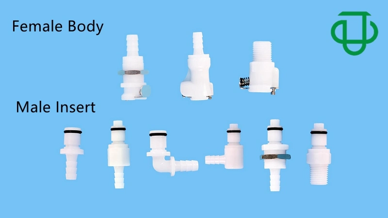 Plastic Hose 1/8NPT 1/4NPT Quick Tube Connector Shut-off Thread Joint Valved in-Line Coupling