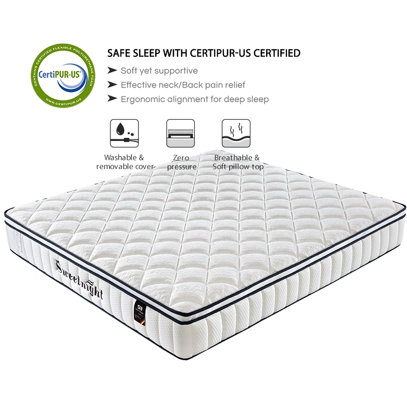 Hot Selling Luxury Euro Top Single Bed Latex Bonnel Foam Sleeping Compressed Spring Mattress in a Box