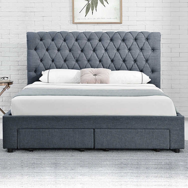 Willsoon 1217D moderne europäische Designs Doppel-Storage-Bett King Queen Größe mit Schublade osmanischen Samt Stoff Bett