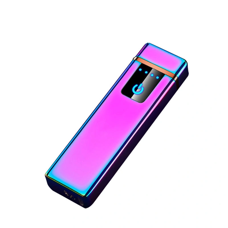 Electronic Lighter Rechargeable Windproof Cross Dual Arc Metal USB Cigarette Fingerprint Sensor Custom Lighter
