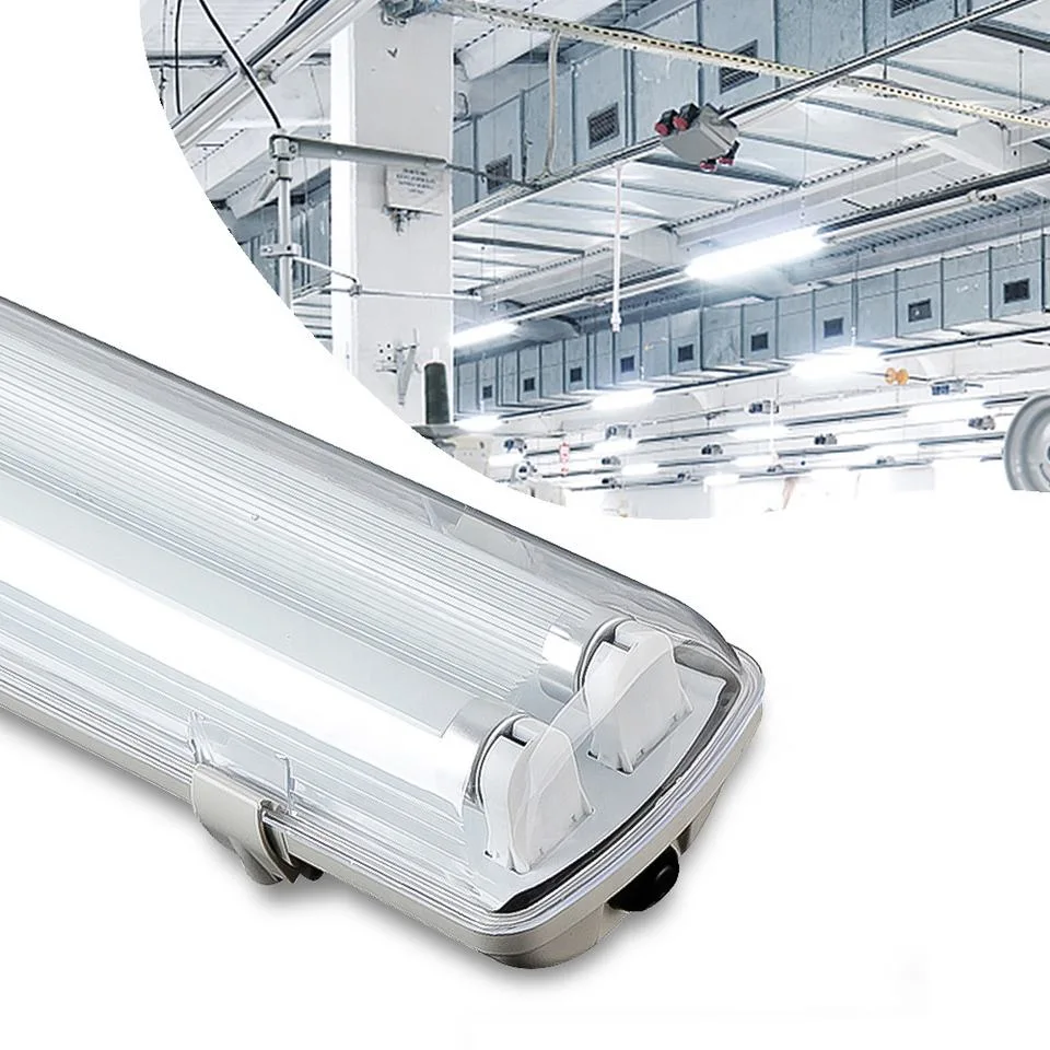 Simva LED Vapor Tight Light IP65 Color 3000-6500K Fixture 2FT Double Tube Clear Over 18W for Outdoor Parking Lot, Car Washes, Cold Storage Facilities