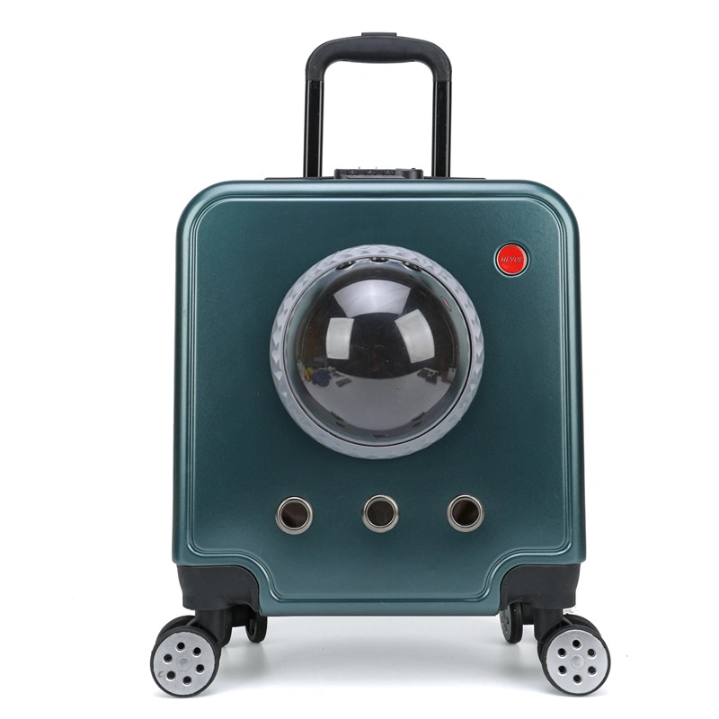Sac de transport pour chat portable avec chariot, valise pour chat, grande capacité, boîte d'aviation portable.