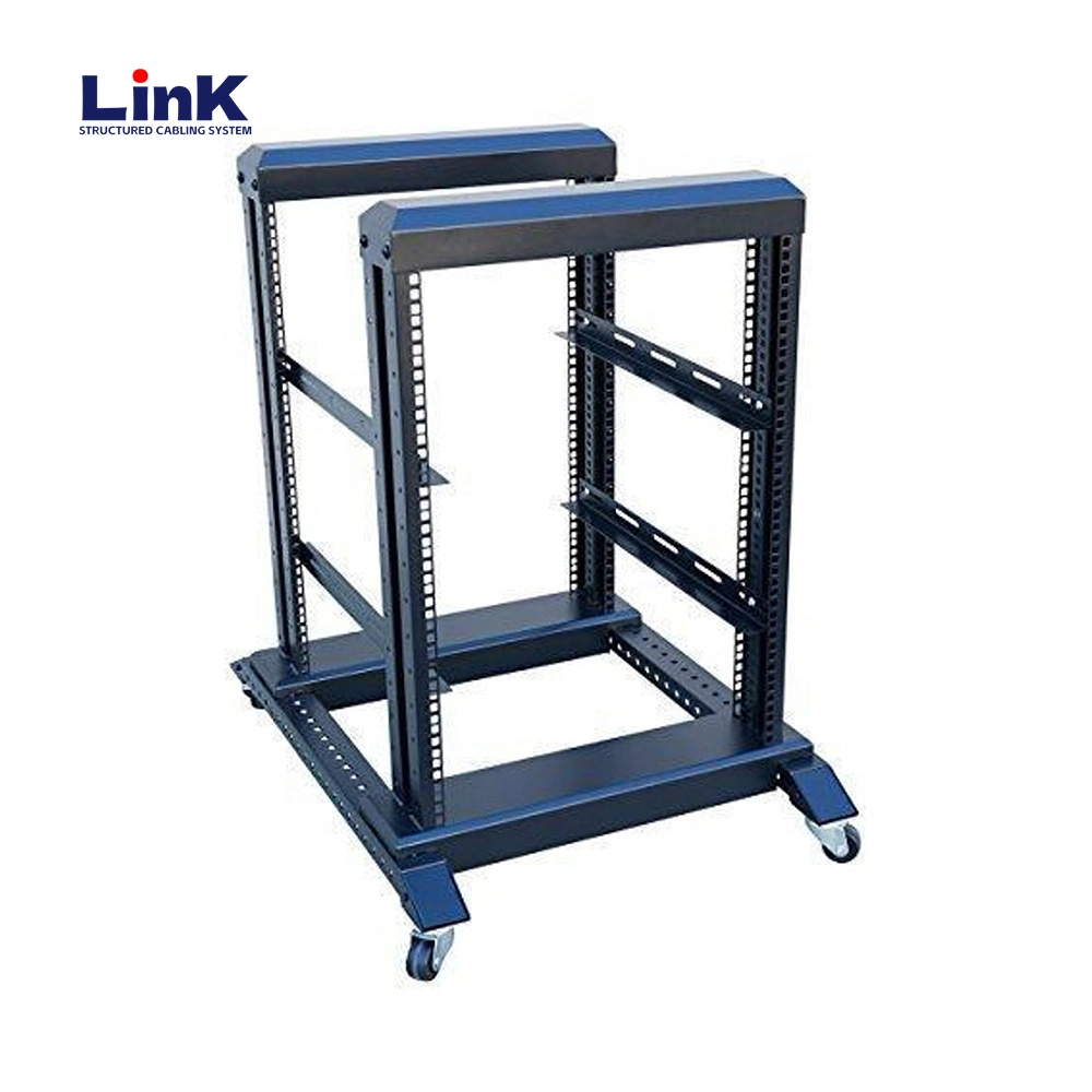 12u Server Rack Open Frame with Casters 4 Post Quick Assembly Rack