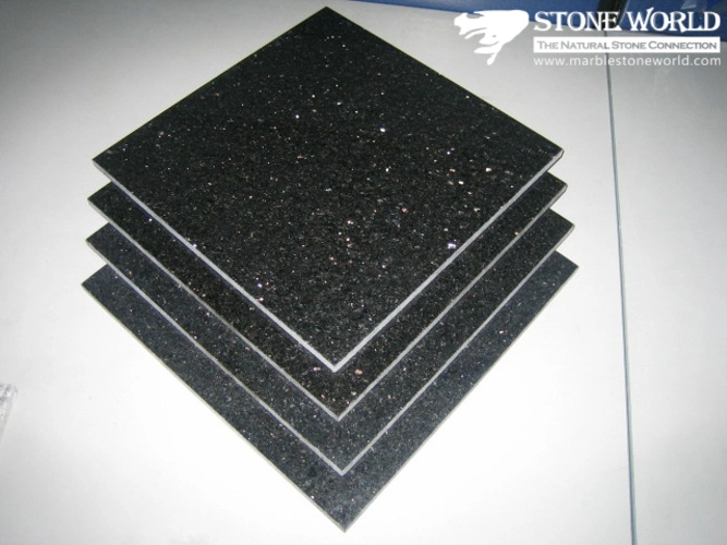 Polished Black Galaxy Granite Tile for Flooring/Wall