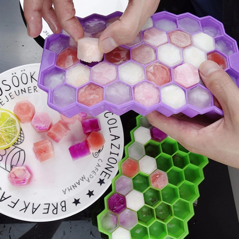 Кубики льда в полной мере пищевой категории силикон силикагеля BPA бесплатно 37 Honeycomb Ice Cube пресс-форм