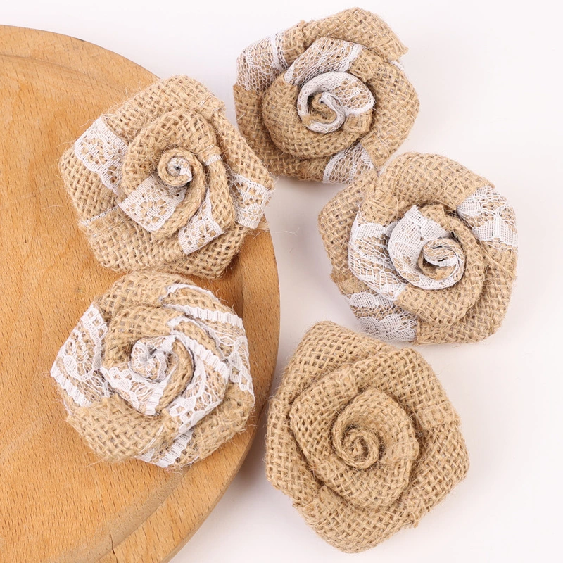 Ribbon Bows Linen Rose Small Bows Wholesale/Supplier Handmade Flower for Wedding Decoration