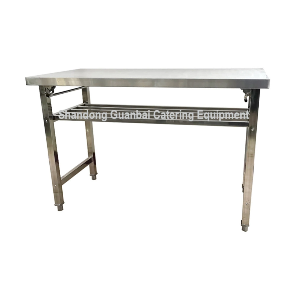 Altura ajustable de banco de trabajo de dos capas de acero inoxidable mesa abatible mesa mini portátiles exterior