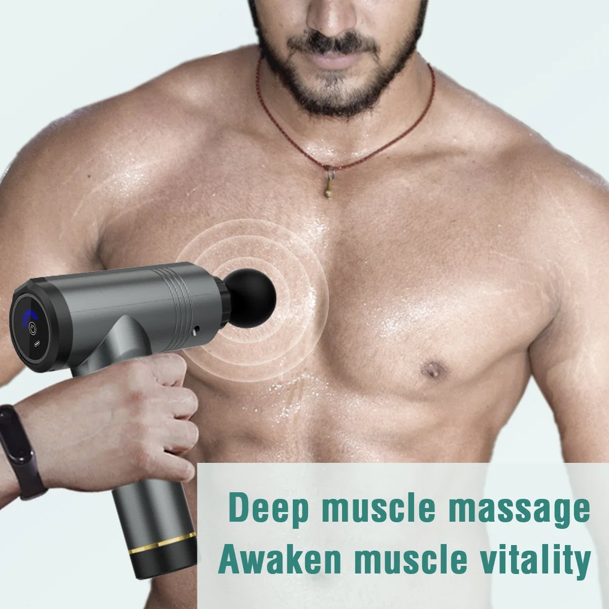 Pistola de massagem profissional para vibrações corporais sem fios, mini, rotativa de alta frequência Massajador de fitness Sports Deep Muscle Gun