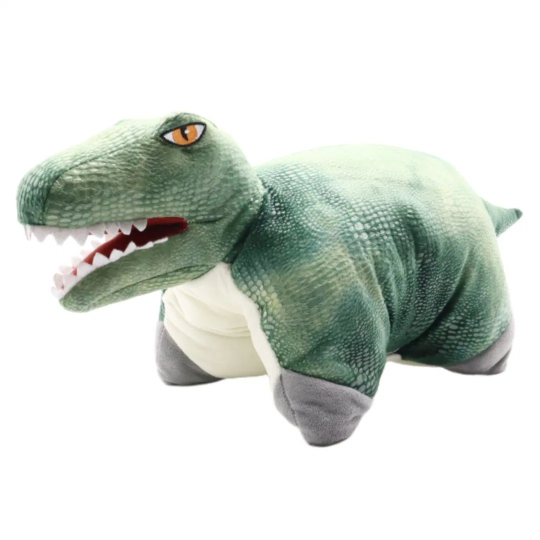 Comercio al por mayor de la felpa verde juguete cojín Dino T-Rex juguetes Cojín blando 40x52cm Tyrannosaurus Rex Pillowpets Dragón Animal de peluche almohada 2en1