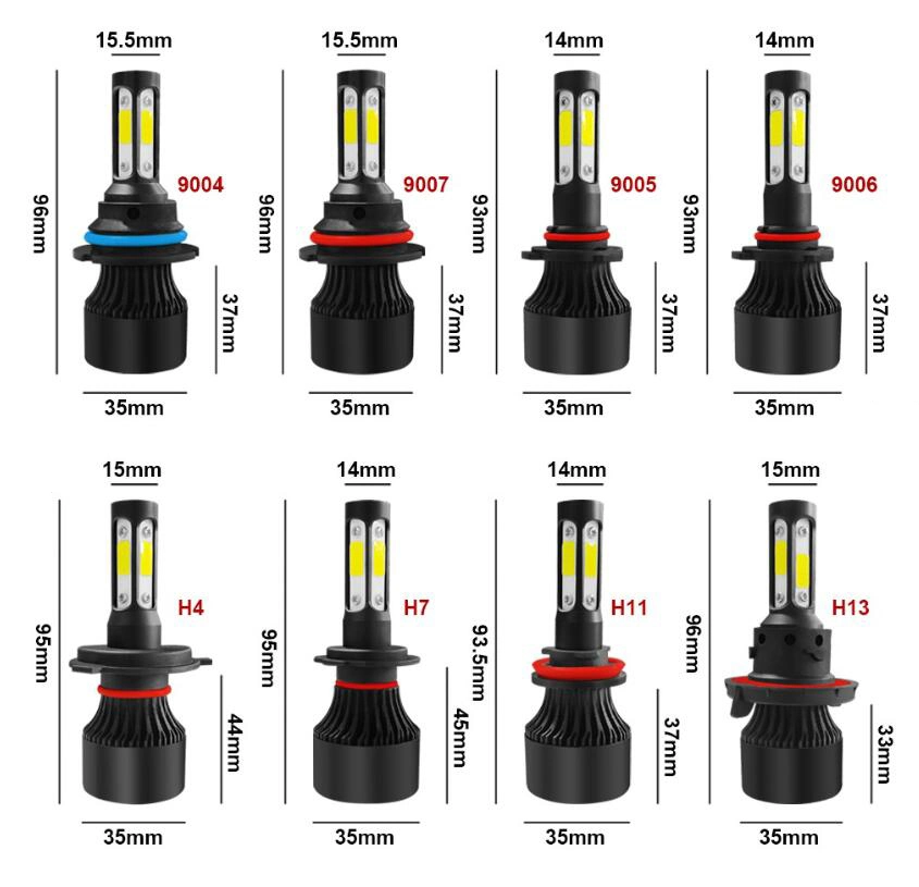 Nuevo S2 de 4 lados COB LED Bombillas faros de un coche Super brillante LED Focos Premium H1 H3 H4 H7 9005 9006 H11 Las luces LED COCHE