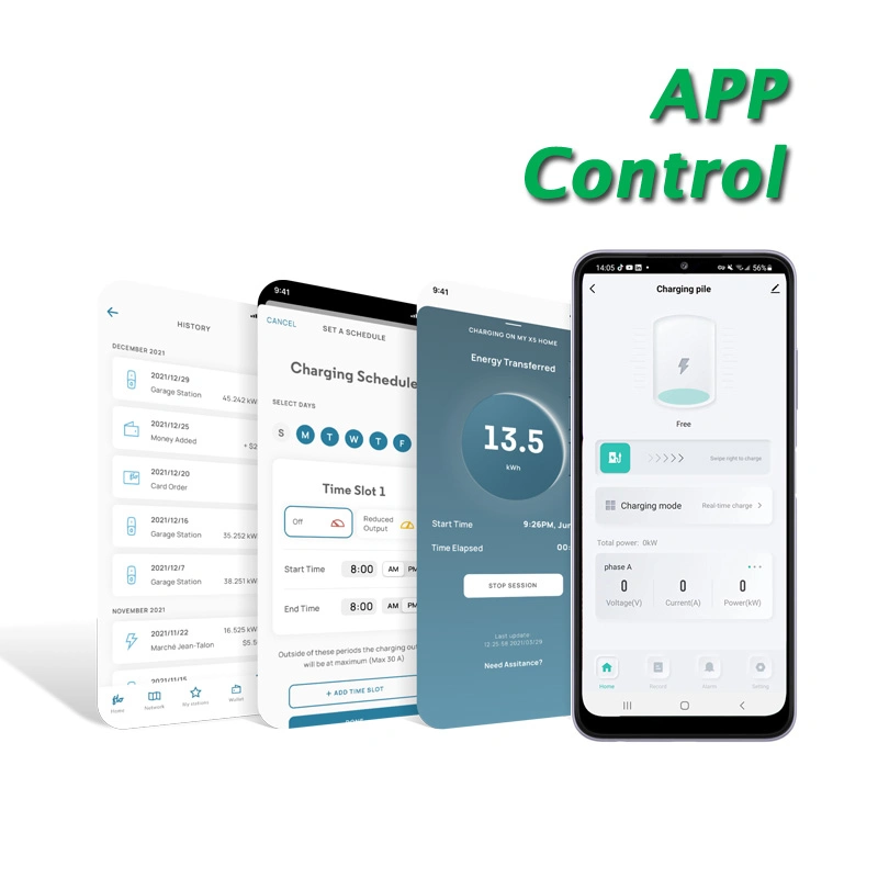 FCC hat RFID Card APP WiFi Level 2 Single Phase bestanden 110V 220V 11kw Ladeladestation Wallbox Typ 1 EV Ladegerät 48A Mit NEMA 1450-Stecker