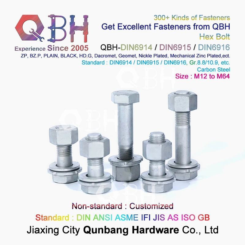 10%off DIN6914 Hex Bolt + DIN6915 Hex Nut + DIN6916 Washer M12-M64 Cl. 8.8/10.9 Construction Building Materials Fastener Fittings Steel Structure Assembled Set