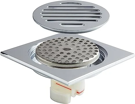 Copper Square Floor Drain Chrome-Plated Odor-Proof Floor Drain