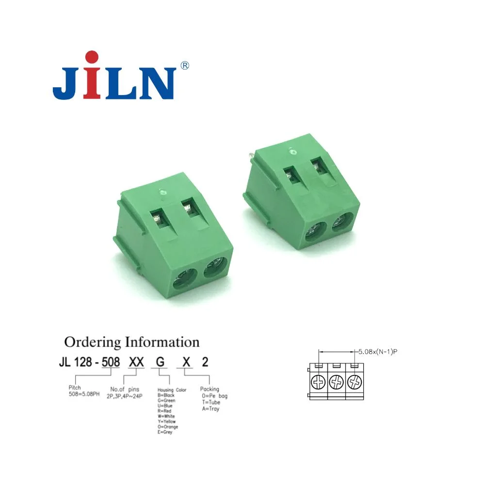 Fabricante China personalizados Jl128-508xxxx PCB1 Conector del bloque de terminales de tornillo universal