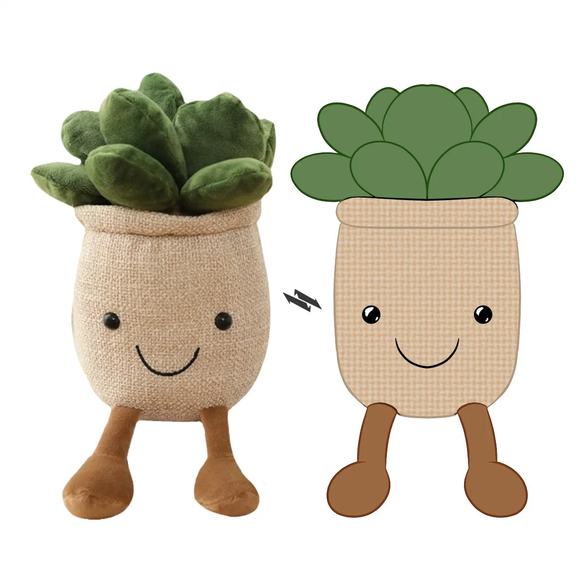 La decoración Macetas con suculentos champiñones rellenos de Peluches personalizados Plushie verde de las plantas de flores