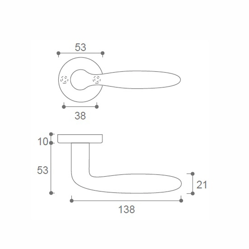 Door Mortise Lever Handle on Round Rosette Stainless Steel SUS 304 for Wooden and Metal Doors with En1906 Certiifcate