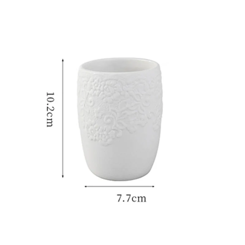 Noble White Carving Luxury Ceramic Bathroom Decor Bathroom Accessories Set