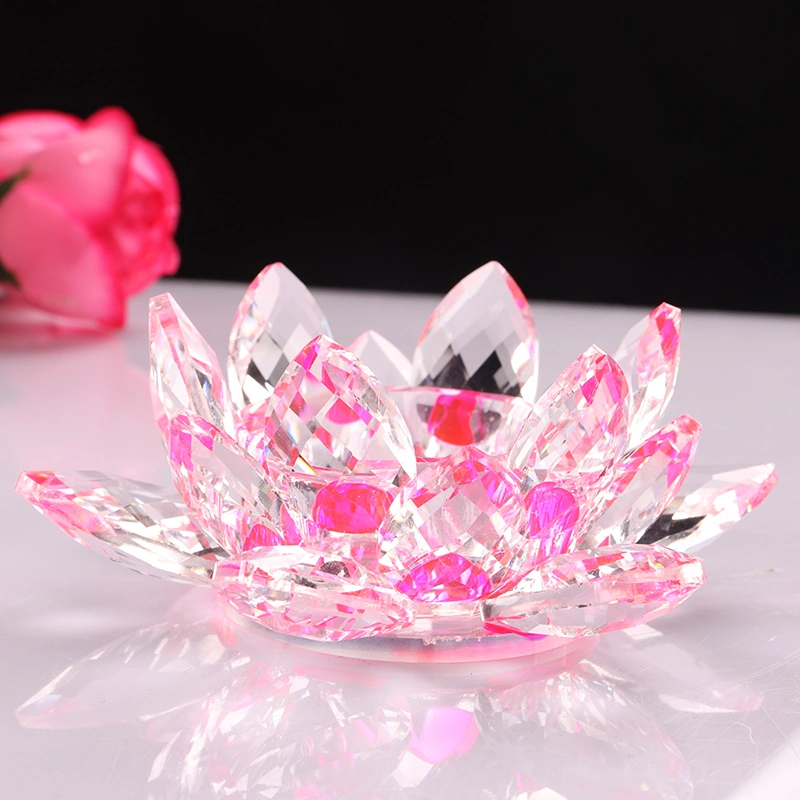 Moda rosa Crystal Lotus flor Craft para regalo
