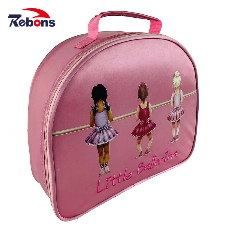 Wholesale/Supplier Custom Logo Promotional Nylon Pink Cute Cosmetic Pouch Dance Hand Tote Bags Makeup Case Bags for Shcool Kids Girls