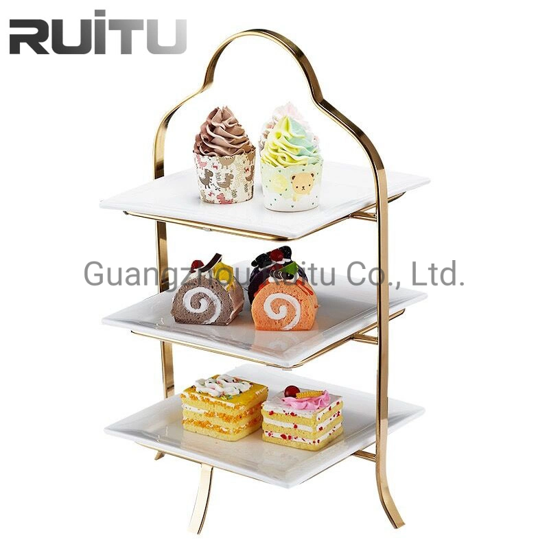 Banquet Home Catering Buffet Food Salt Holder Mixer Serving Containers Server Bowls Set with Stands Luxury 3 Tier Ceramic Fruit Salad Bowls Display Stand