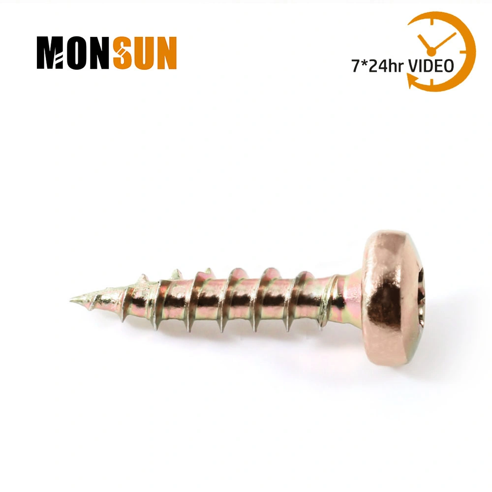 Pz Recess Pozi Drive Pan Head Wood Thread Yellow Zinc Plated Woodworking Screw / Chipboard Screw