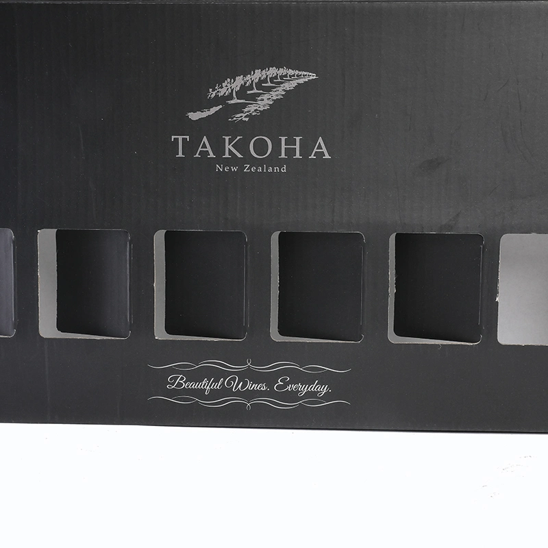 Black Wine Corrugated Box for 6 Bottle Packing