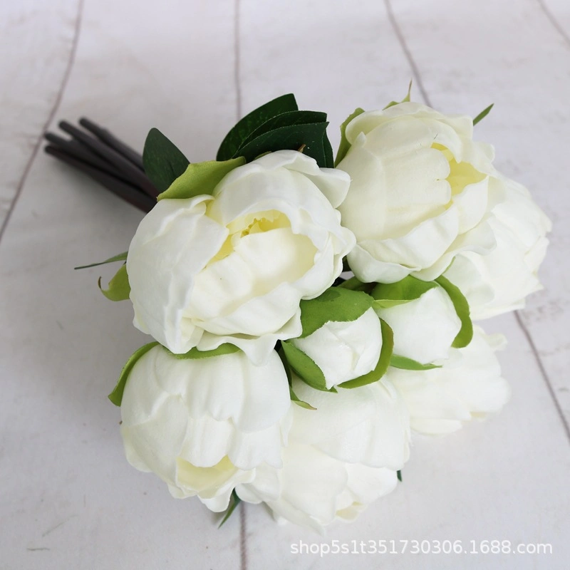 Wedding Home Deco Artificial Faux PU Real Touch Peony Bouquet Bundle