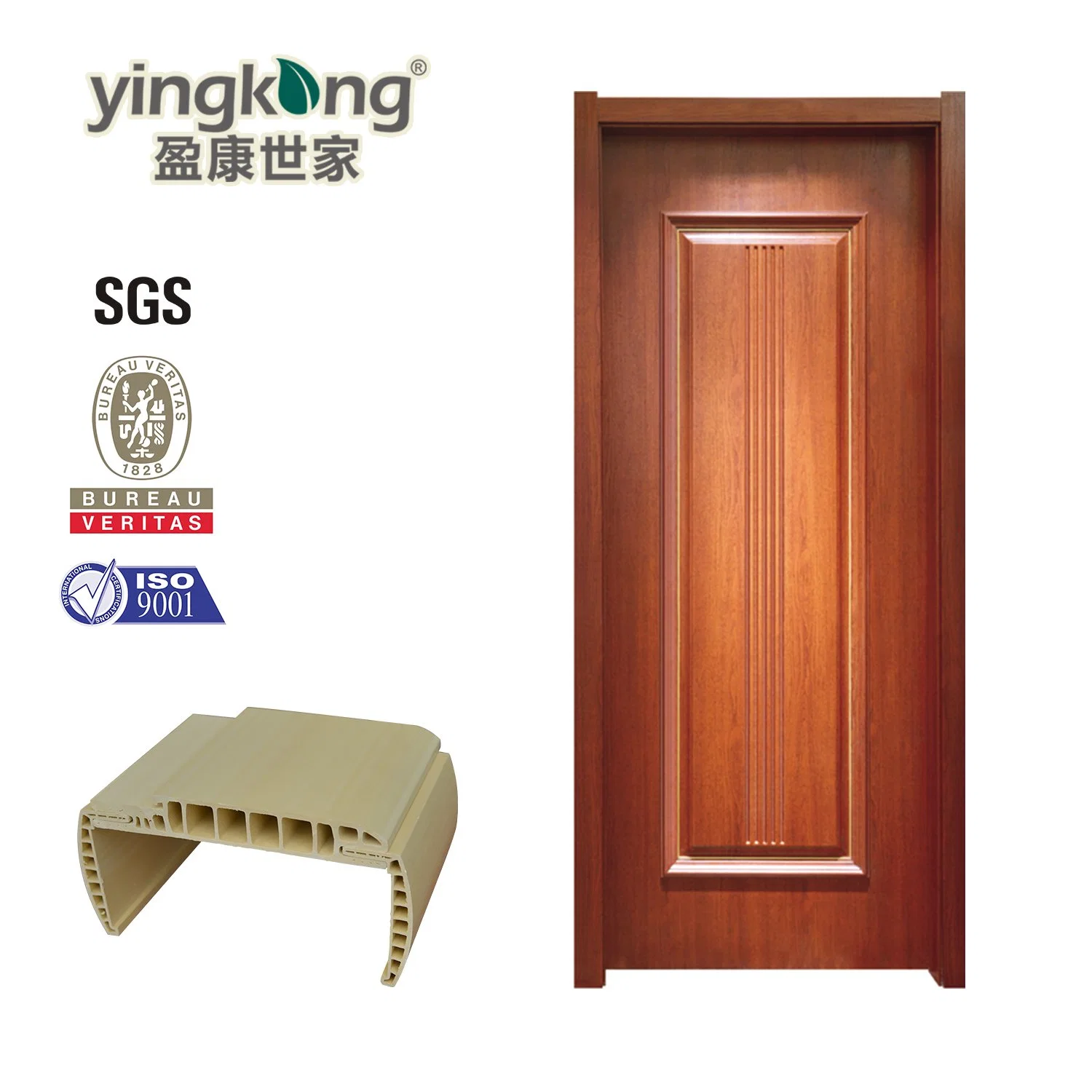 Eco-Friendly Bathroom Door Waterproof WPC Door with WPC Door Frame for Iraq Market